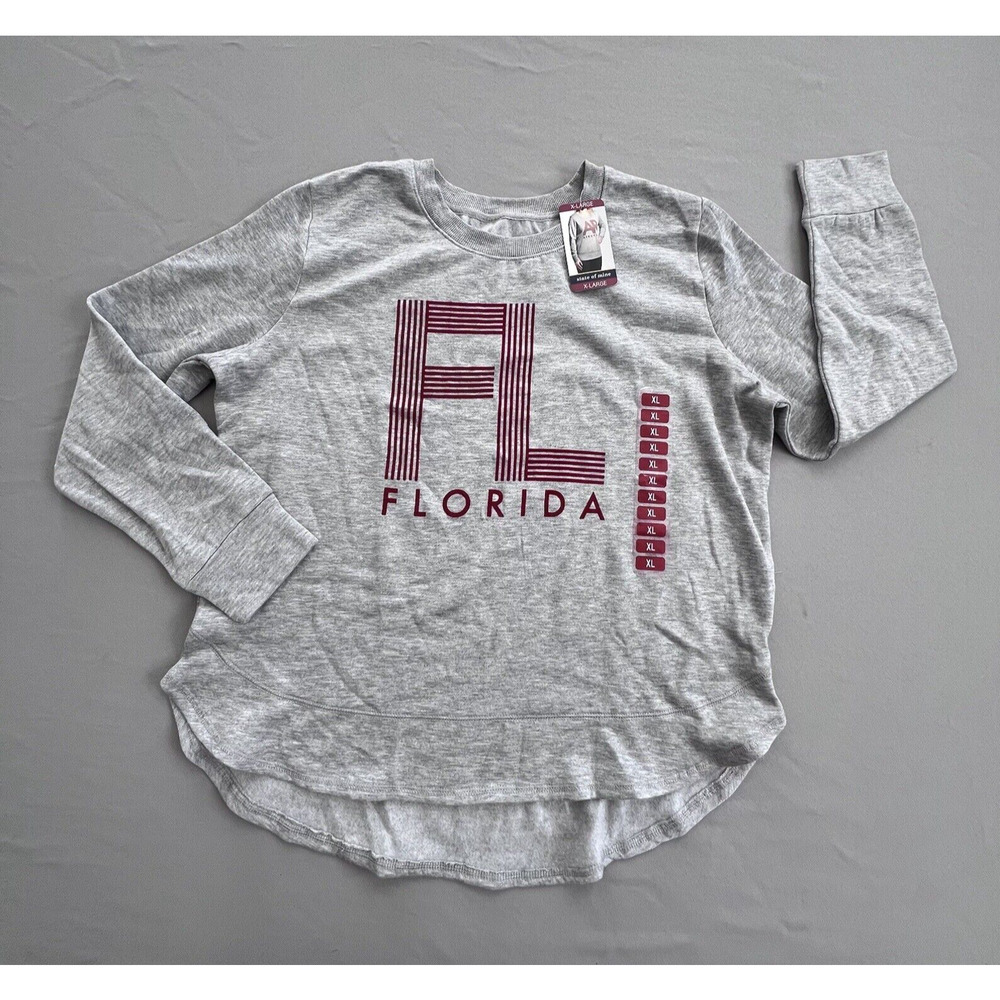 State Of Mine Florida Sweatshirt Size XL Super Soft Fleece Long Sleeve Grey NEW
